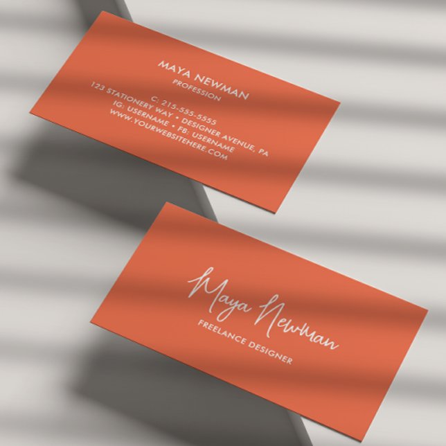 TARJETA DE VISITA NOMBRE DE FIRMA DE NARANJA SIMPLE QUEMADO PROFESIO (Subido por el creador)