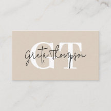 Nombre de firma en blanco y negro Monograma Beige