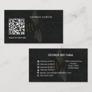 Tarjeta De Visita Nombre de granja moderna simple Código QR Bee