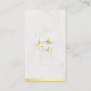Tarjeta De Visita Nombre de guión de mano elegante mármol dorado mod