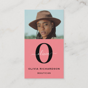 Tarjeta De Visita Nombre de guión de monograma Blanco negro trabajo 