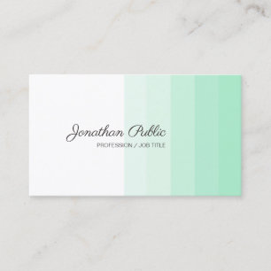 Tarjeta De Visita Nombre de guión manuscrito blanco y verde de moda
