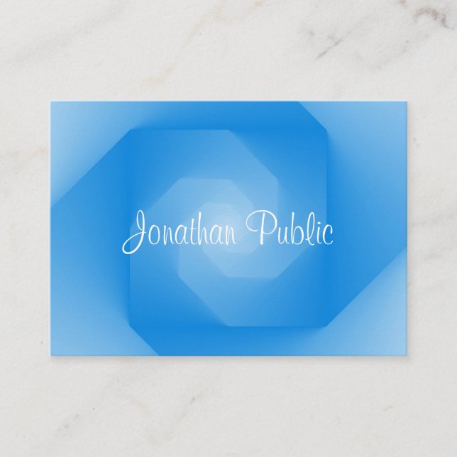 Tarjeta De Visita Nombre de guión manuscrito de plantilla azul moder (Anverso)