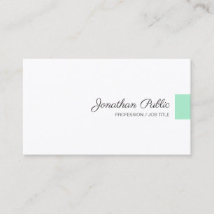 Tarjeta De Visita Nombre de guión manuscrito moderno blanco verde de