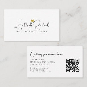 Tarjeta De Visita Nombre de guión minimalista Fotógrafa de boda con 