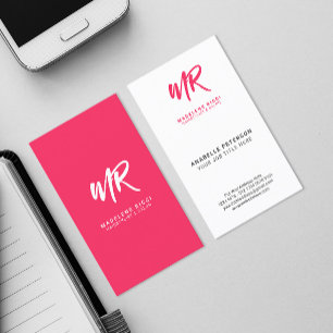 Tarjeta De Visita Nombre de guión minimalista inicial   Rosa especia