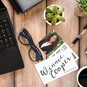 Tarjeta De Visita Nombre de guión Minimalista moderno Blanco negro