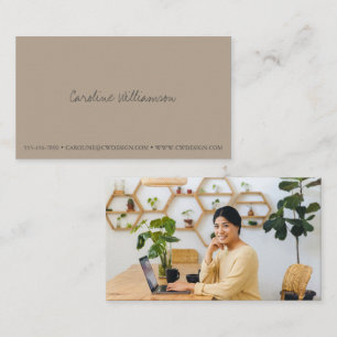 Tarjeta De Visita Nombre de guión minimalista moderno Foto Marrón pe