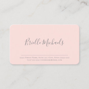 Tarjeta De Visita Nombre de guión minimalista rosa rubor