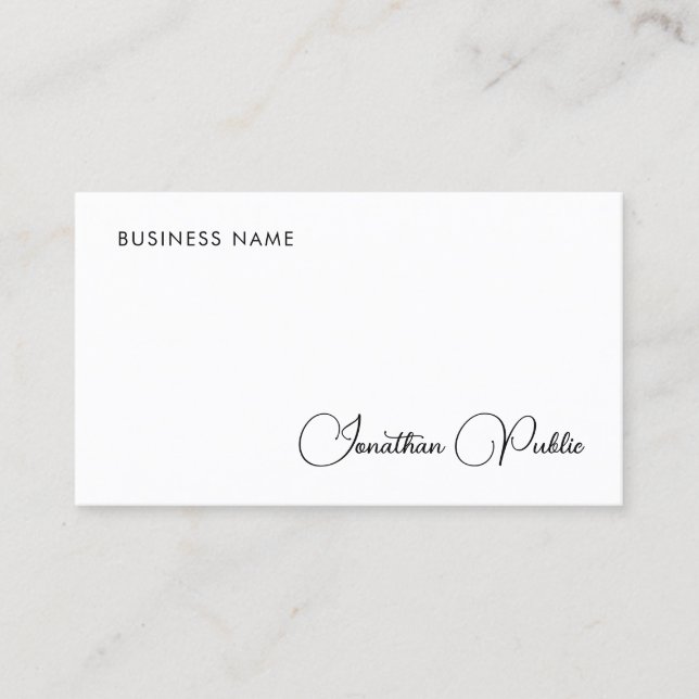 Tarjeta De Visita Nombre de la Compañía Elegante de Diseño Simple (Anverso)