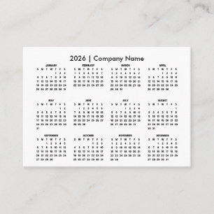 Tarjeta De Visita Nombre de la empresa del calendario Simple 2026