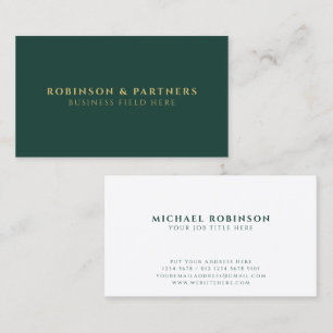 Tarjeta De Visita Nombre de la empresa minimalista Verde oscuro