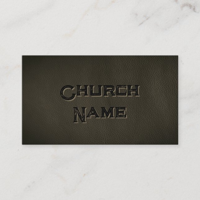 Tarjeta De Visita Nombre de la iglesia Cuero NEGRO Grunge Christian (Anverso)