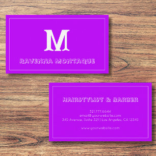 Tarjeta De Visita Nombre de letra de monograma personalizado Neon Pu