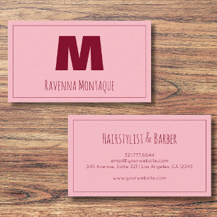 Tarjeta De Visita Nombre de letra de monograma personalizado rosa be