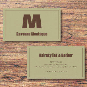 Tarjeta De Visita Nombre de letra monograma personalizado verde salv