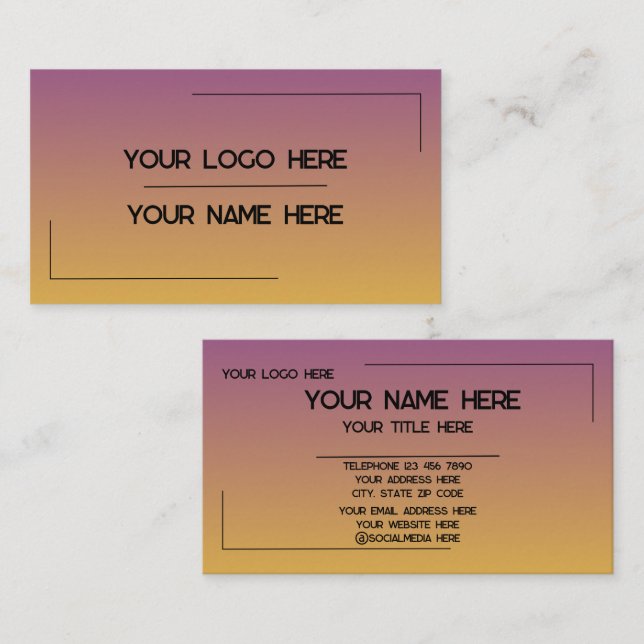 Tarjeta De Visita Nombre de logotipo personalizado minimalista moder (Anverso / Reverso)