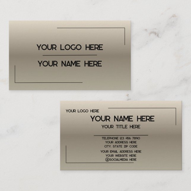 Tarjeta De Visita Nombre de logotipo personalizado minimalista moder (Anverso / Reverso)