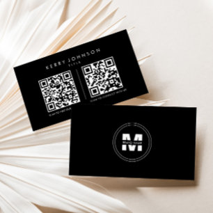 Tarjeta De Visita Nombre de marca negro Código Qr formal Minimalista