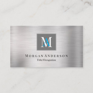 Tarjeta De Visita Nombre de monograma blanco/azul DIY, azul oceánico