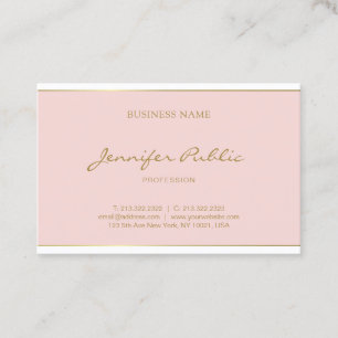 Tarjeta De Visita Nombre de script Gold Freehand Rubor Pink Modern
