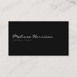 Tarjeta De Visita Nombre de script simple profesional negro