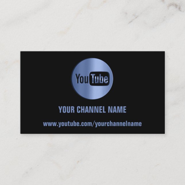 TARJETA DE VISITA NOMBRE DEL CANAL LOGO DE YOUTUBER CÓDIGO QR AZUL N (Anverso)