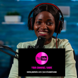 TARJETA DE VISITA NOMBRE DEL CANAL LOGO DE YOUTUBER CÓDIGO QR NEGRO 