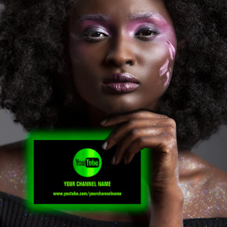 TARJETA DE VISITA NOMBRE DEL CANAL LOGO DE YOUTUBER CÓDIGO QR NEGRO