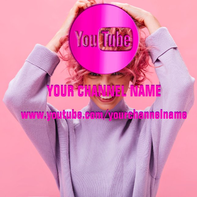 TARJETA DE VISITA NOMBRE DEL CANAL LOGO DE YOUTUBER CÓDIGO QR PINK B (CHANNEL NAME YOUTUBER LOGO QR CODE PINK WHITE BUSINESS CARD )