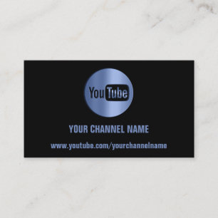 TARJETA DE VISITA NOMBRE DEL CANAL LOGO DE YOUTUBER QR CÓDIGO AZUL 