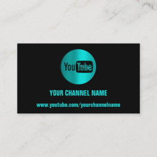 TARJETA DE VISITA NOMBRE DEL CANAL LOGO DE YOUTUBER QR CÓDIGO AZUL 