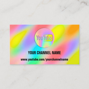 TARJETA DE VISITA NOMBRE DEL CANAL USTED LOGO LOGO QR CÓDIGO RAINBO