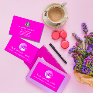 TARJETA DE VISITA NOMBRE DEL CANAL YOUTUBER LOGO QR CÓDIGO PINK