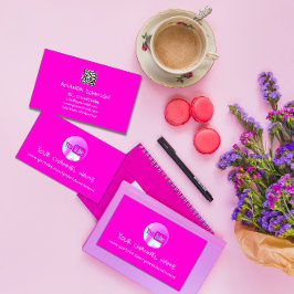 TARJETA DE VISITA NOMBRE DEL CANAL YOUTUBER LOGO QR CÓDIGO PINK