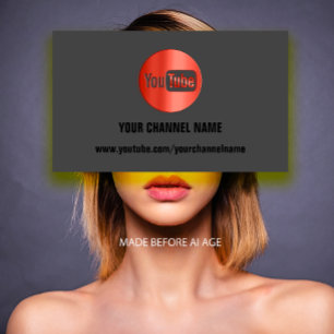 TARJETA DE VISITA NOMBRE DEL CANAL YOUTUBER LOGO QR CÓDIGO ROJO