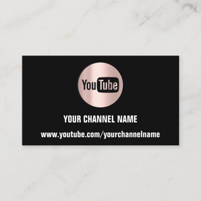 TARJETA DE VISITA NOMBRE DEL CANAL YOUTUBER LOGO QR ROSA BLANCO NEGR (Anverso)