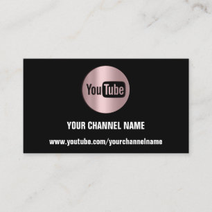 TARJETA DE VISITA NOMBRE DEL CANAL YOUTUBER LOGO QR ROSA NEGRO MODER