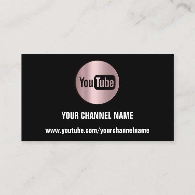 TARJETA DE VISITA NOMBRE DEL CANAL YOUTUBER LOGO QR ROSA NEGRO MODER (Anverso)