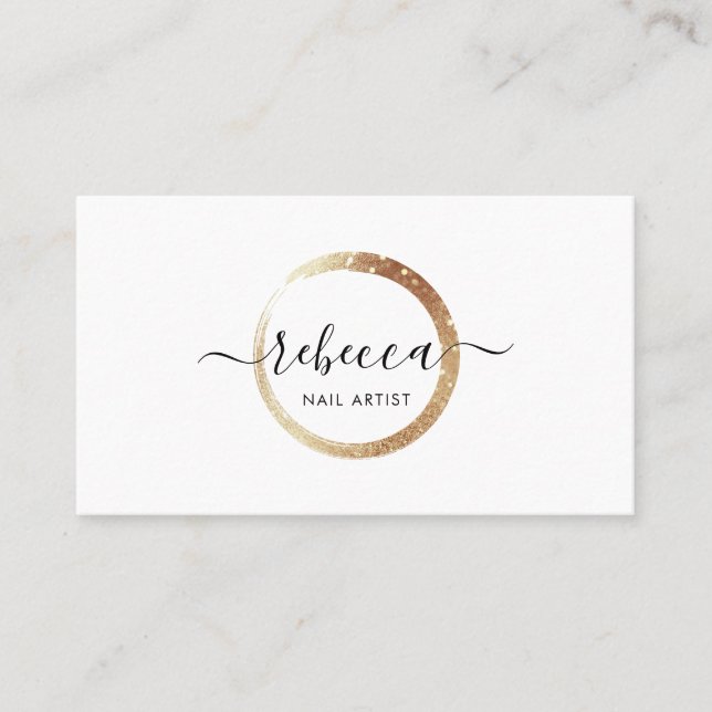 Tarjeta De Visita Nombre del guión del círculo dorado maquillaje Nal (Anverso)