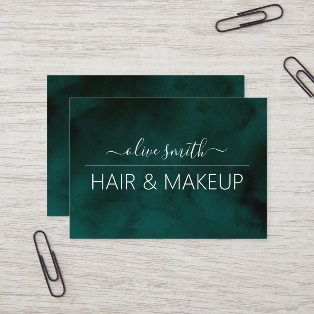 Tarjeta De Visita Nombre del monograma de la acuarela de esmeralda (Anverso/Reverso In Situ)