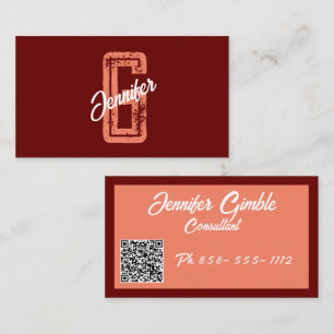Tarjeta De Visita Nombre del Monograma Moderno Minimalista Burgundy 