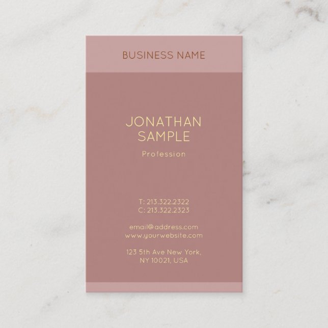 Tarjeta De Visita Nombre del texto dorado Elegante profesional moder (Anverso)