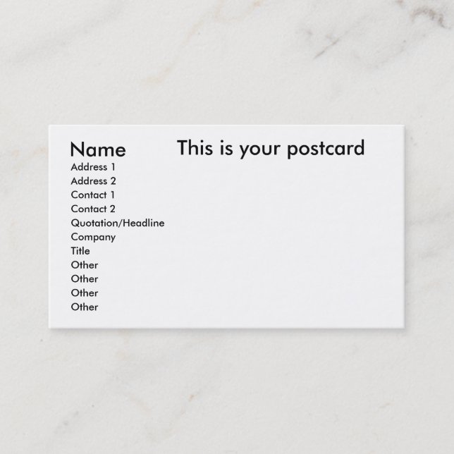 Tarjeta De Visita Nombre, dirección 1, dirección 2, contacto 1, (Anverso)