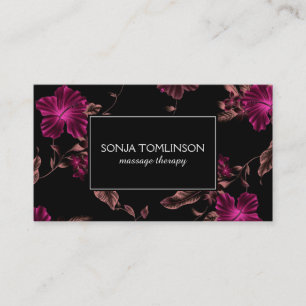 Tarjeta De Visita Nombre elegante del patrón floral negro número 2