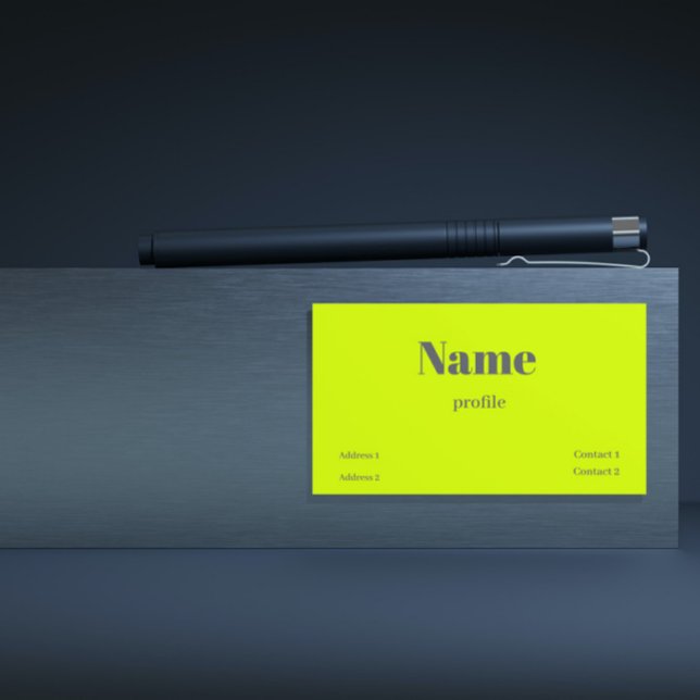 Tarjeta De Visita nombre en negrita amarillo fluorescente (Subido por el creador)