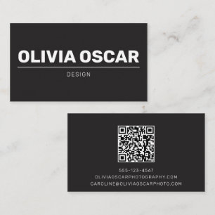 Tarjeta De Visita Nombre en negrita Código QR negro Diseño moderno s