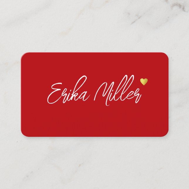 Tarjeta De Visita Nombre esbozado de mano con rojo cardíaco (Anverso)