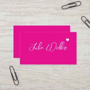Tarjeta De Visita Nombre esbozado de mano con rosa caliente del cora