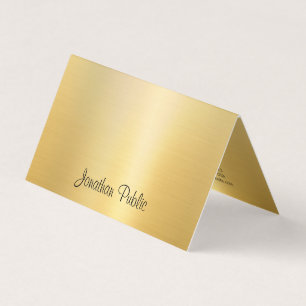 Tarjeta De Visita Nombre escrito a mano Gold Moderno Profesional Ele